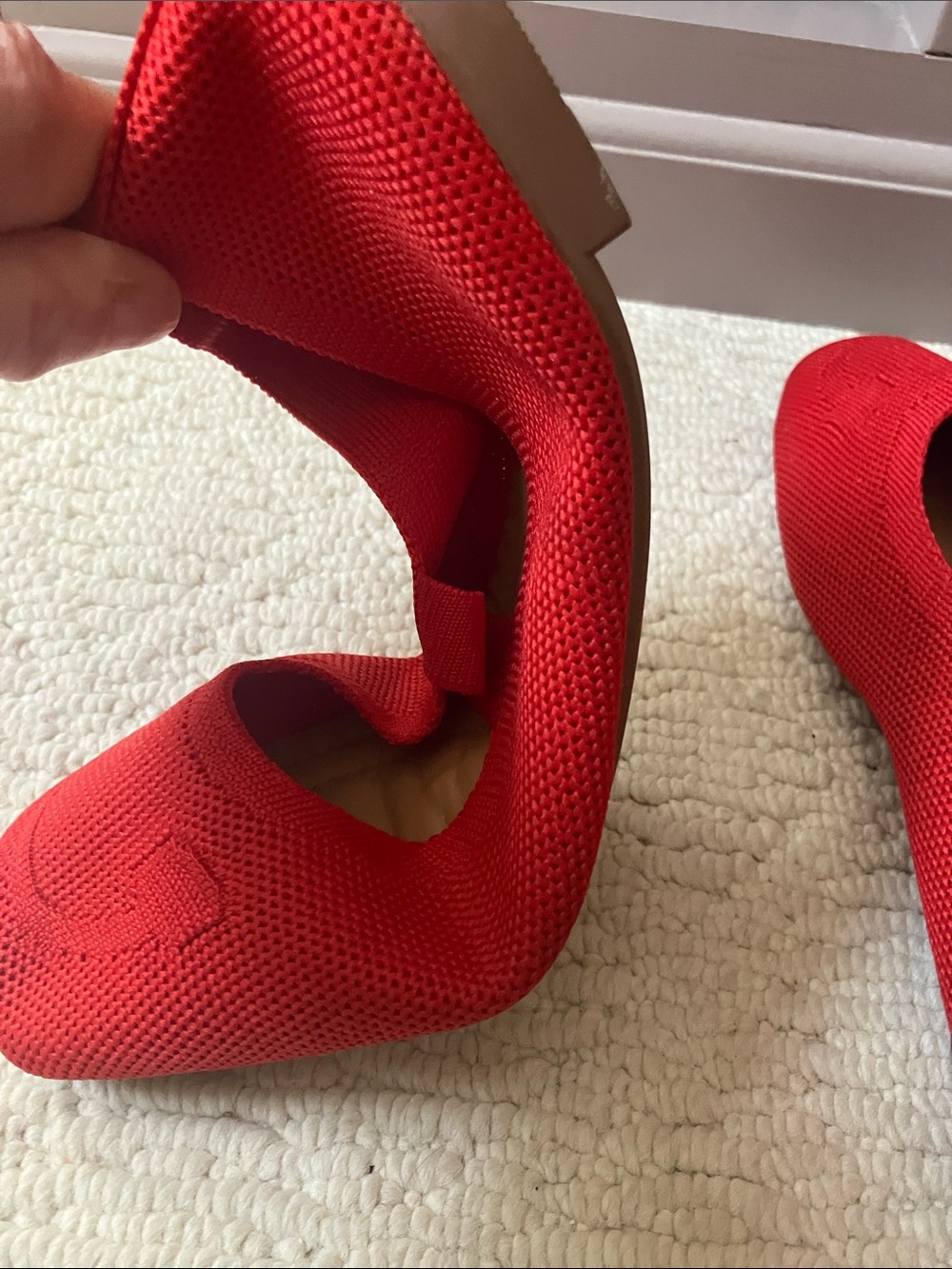 Women’s Red Knit Square Toe Mary Jane Flats Size 41 (10/10.5) - Picture 5 of 8